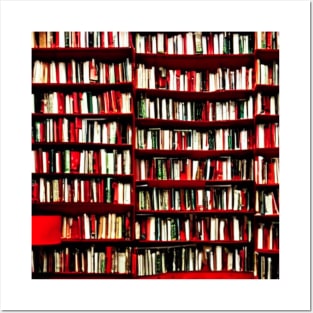 Red and Green Theme Book Shelf Posters and Art